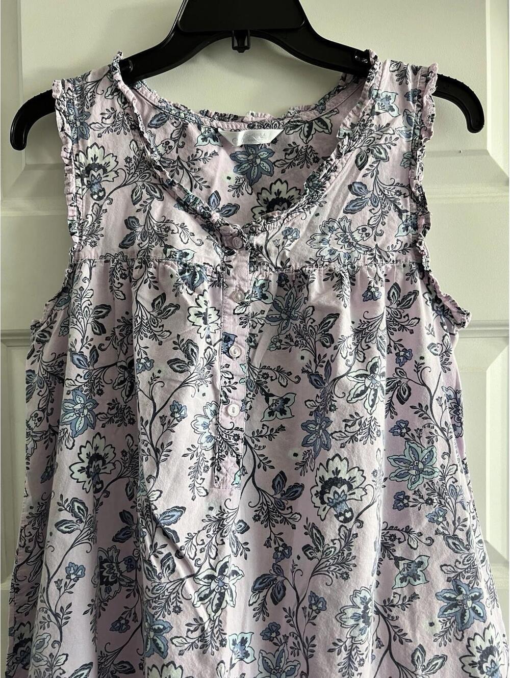 Adonna Floral 100% Cotton Cottagecore Prairie Nightgown Sz S Purple Ruffles - Picture 2 of 7